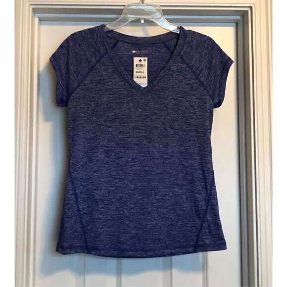 IDEOLOGY- NWT L Sz S Performance V-Neck RapiDry Tee in Deep Cobalt Heather. Cute - Picture 11 of 11